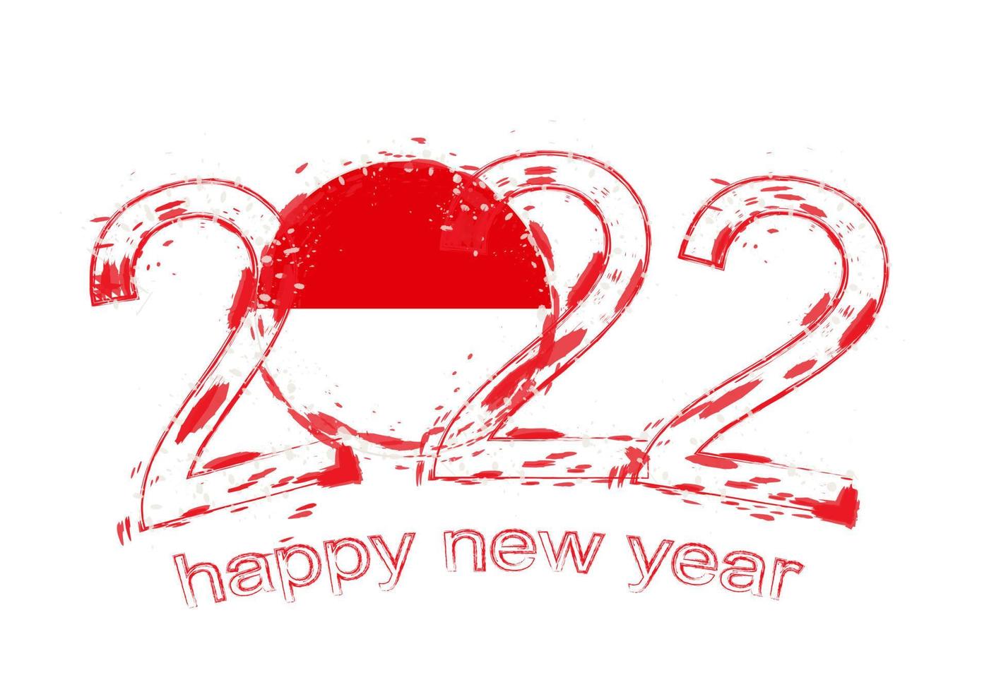 Happy New 2022 Year with flag of Monaco. vector