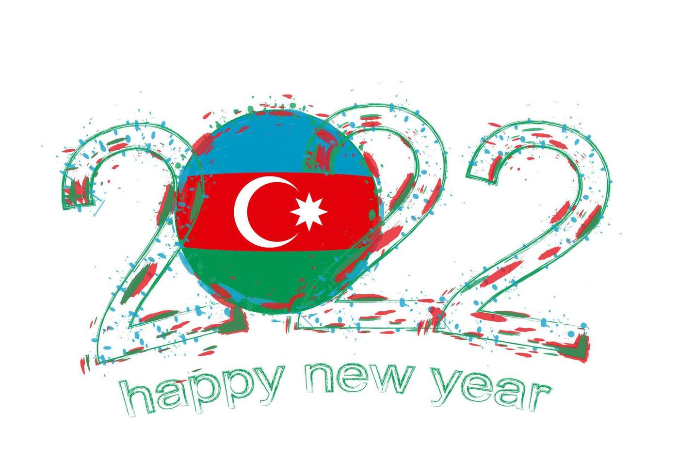 Happy New 2022 Year with flag of Azerbaijan. vector