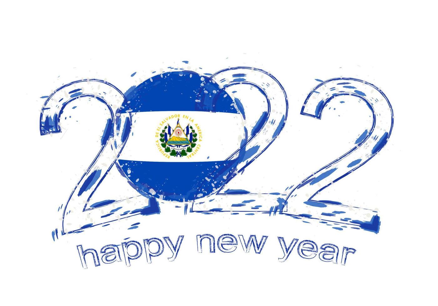 Happy New 2022 Year with flag of El Salvador. vector