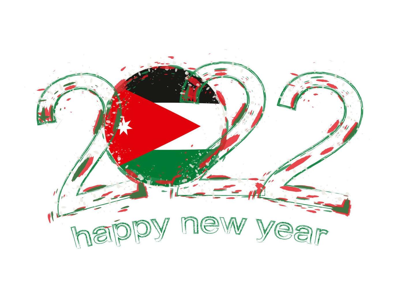 Happy New 2022 Year with flag of Jordan. vector