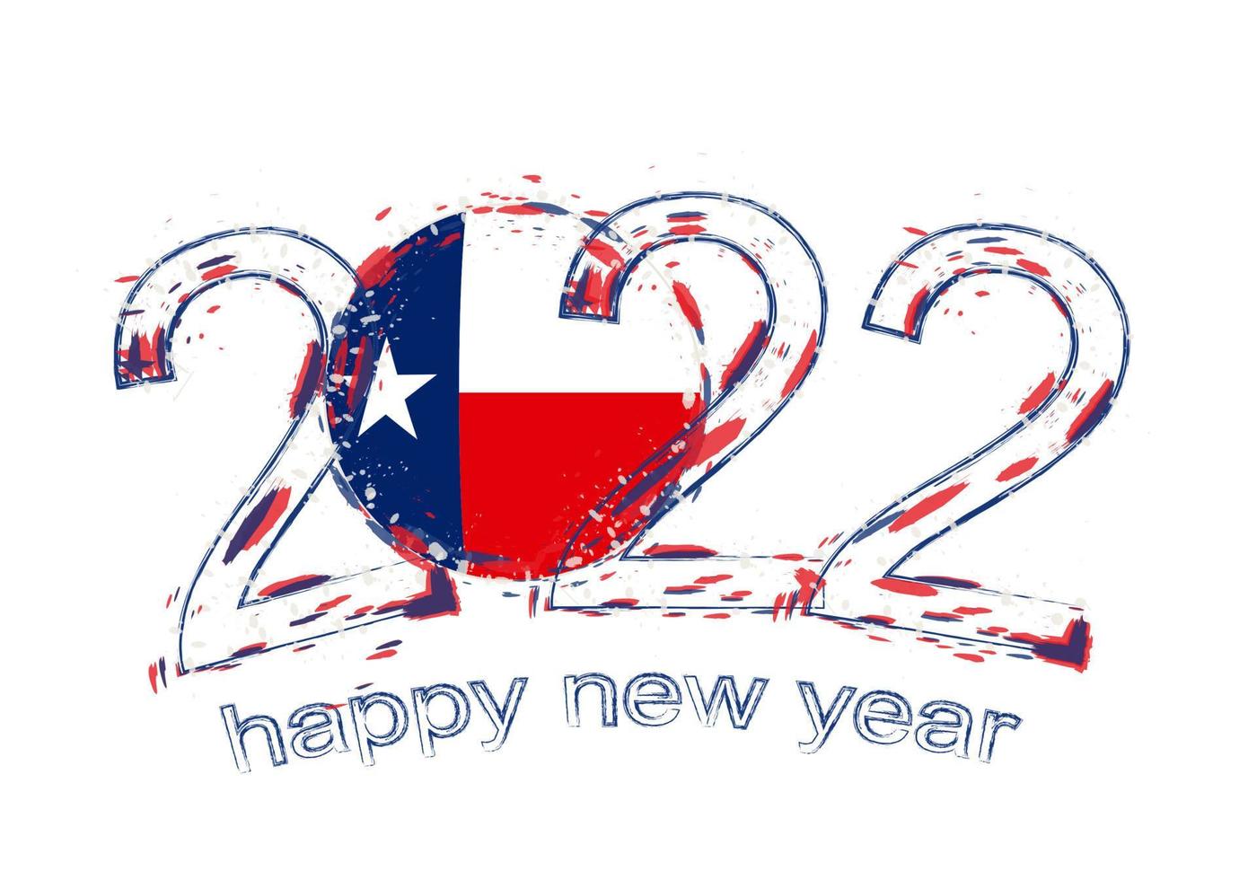 Happy New 2022 Year with flag of Texas. vector