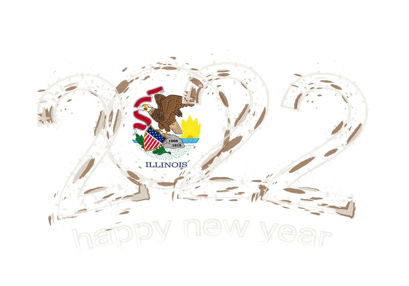 feliz año nuevo 2022 con bandera de Illinois. vector