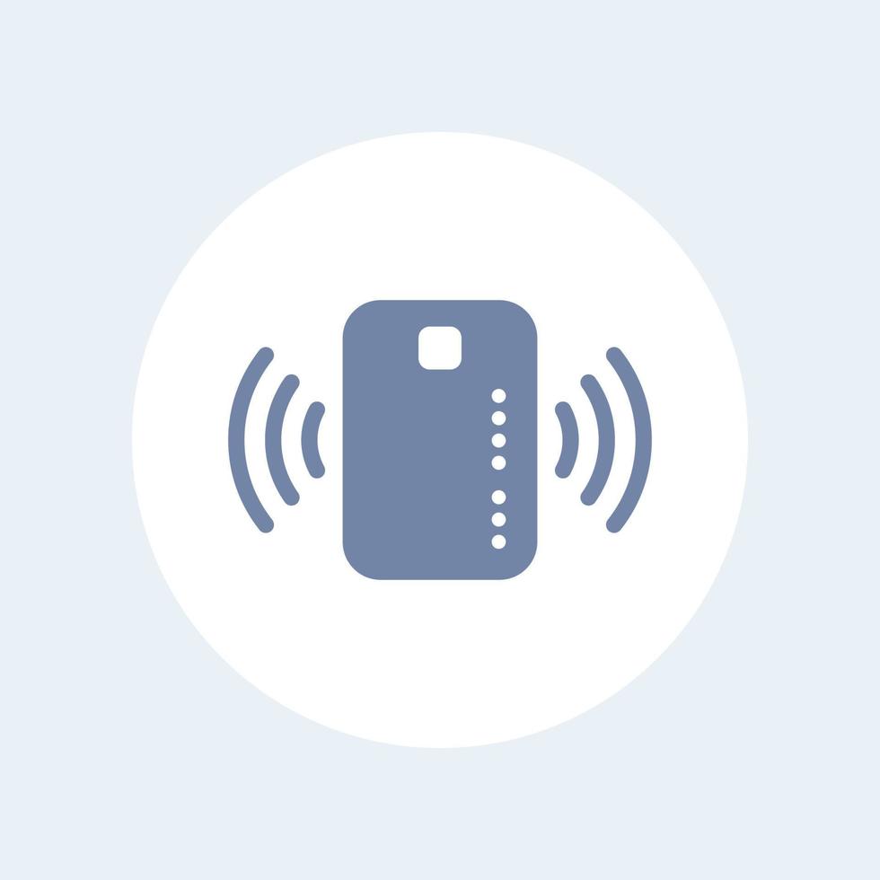 Contactless credit card icon, card with radio wave outside sign, credit card payment, isolated icon, vector illustration