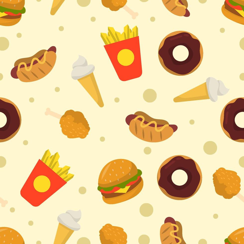 Seamless Junk Food Pattern vector