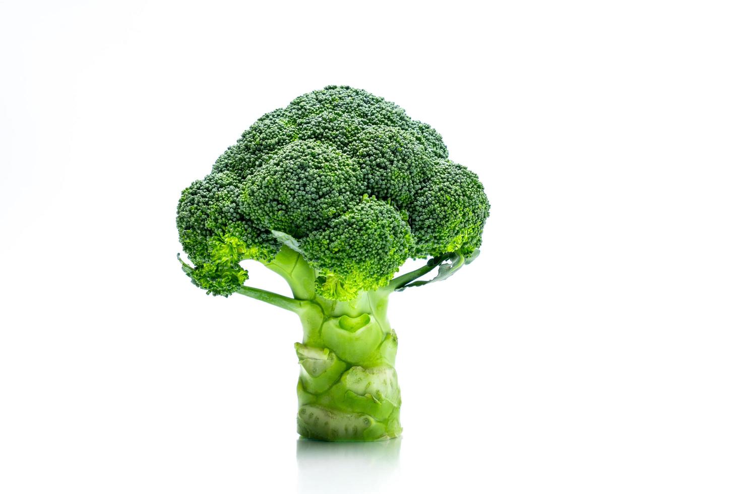 Green broccoli Brassica oleracea. Vegetables natural source of betacarotene, vitamin c, vitamin k, fiber food, folate. Fresh broccoli cabbage isolated on white background with copy space. photo