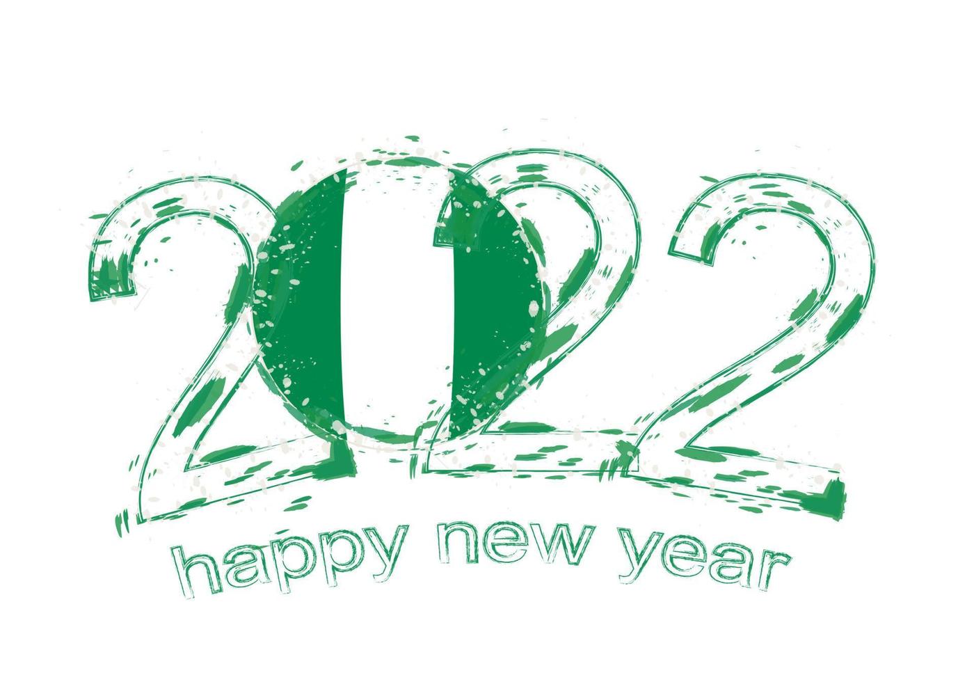 feliz año nuevo 2022 con bandera de nigeria. vector