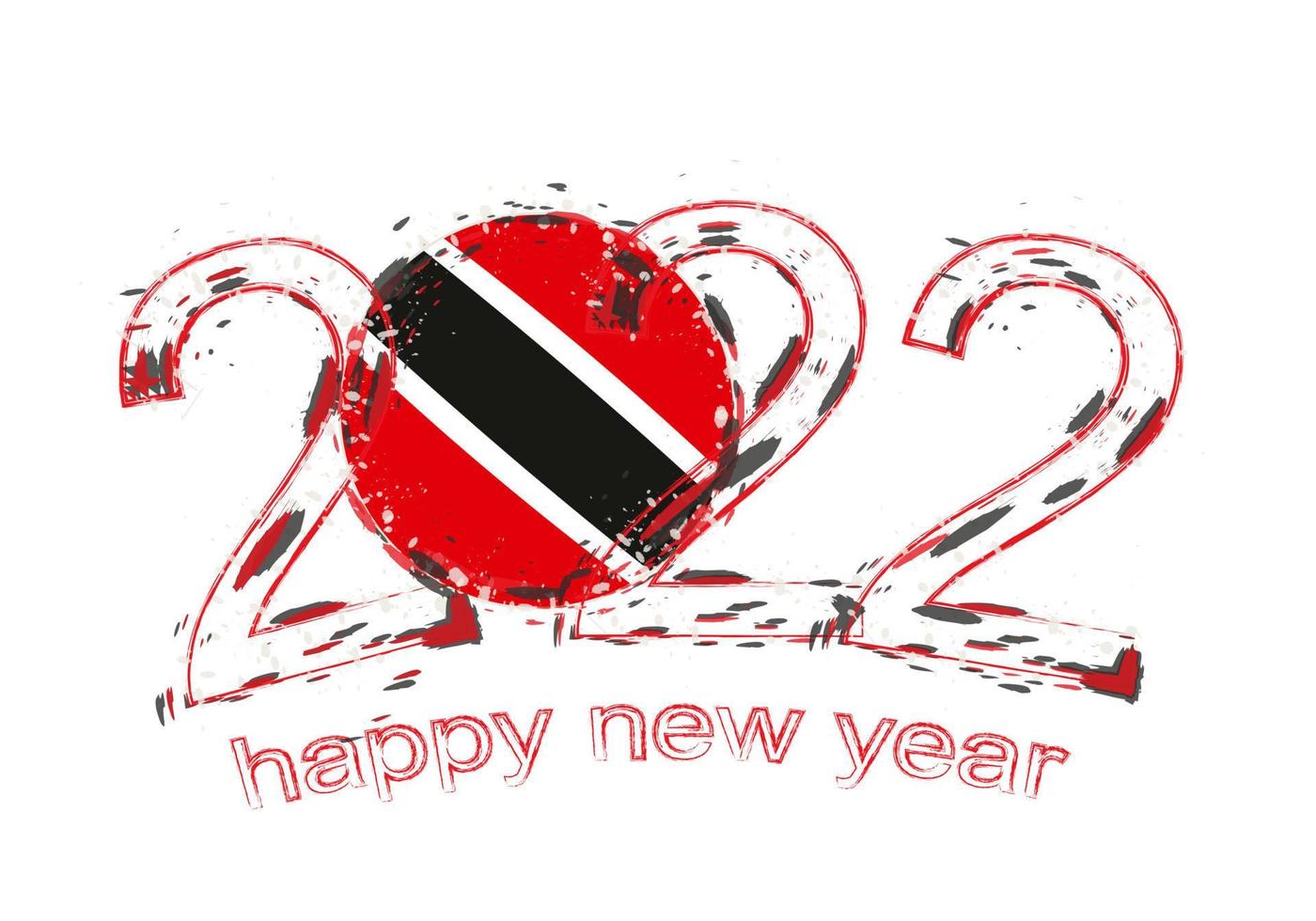 Happy New 2022 Year with flag of Trinidad and Tobago. vector