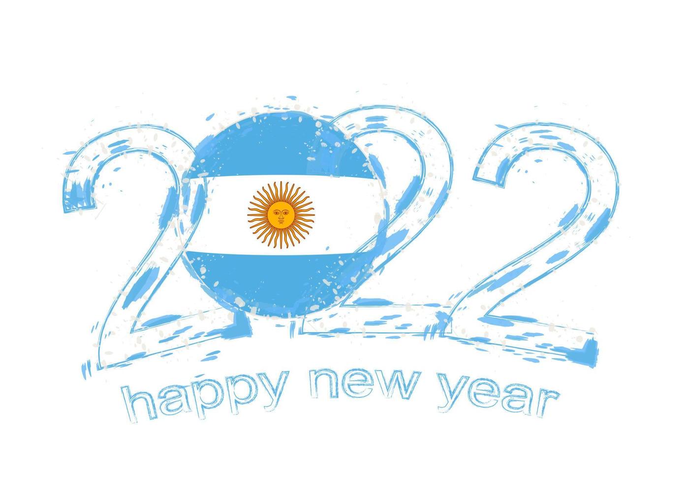 feliz año nuevo 2022 con bandera argentina. vector