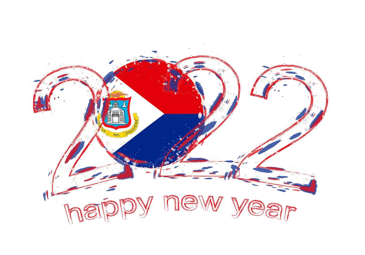 Happy New 2022 Year with flag of Sint Maarten. vector