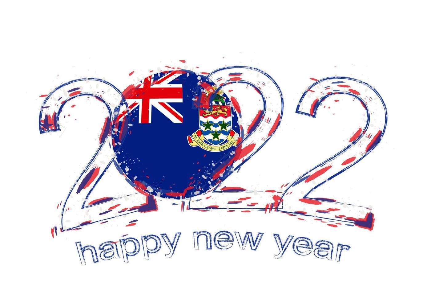 Happy New 2022 Year with flag of Cayman Islands. vector