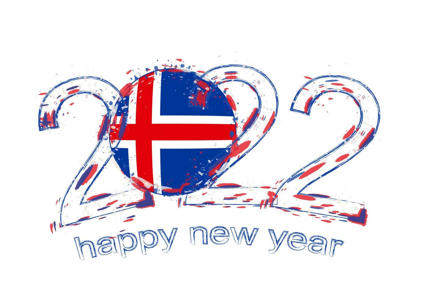Happy New 2022 Year with flag of Iceland. vector