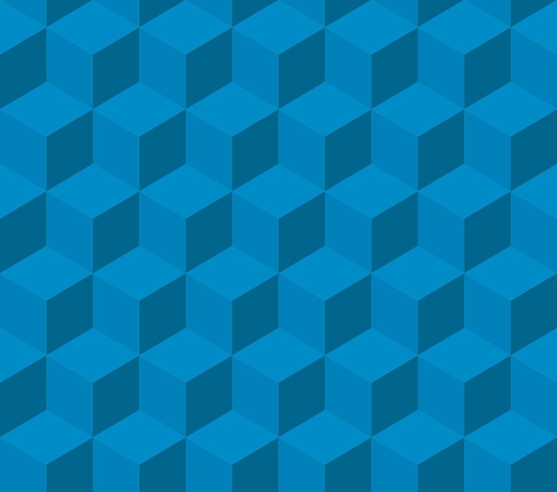 Isometric blue square seamless pattern. Pattern included in swatch. vector