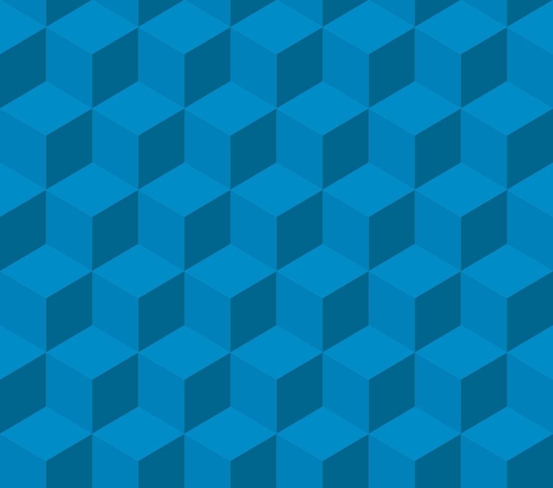 Isometric blue square seamless pattern. Pattern included in swatch. vector