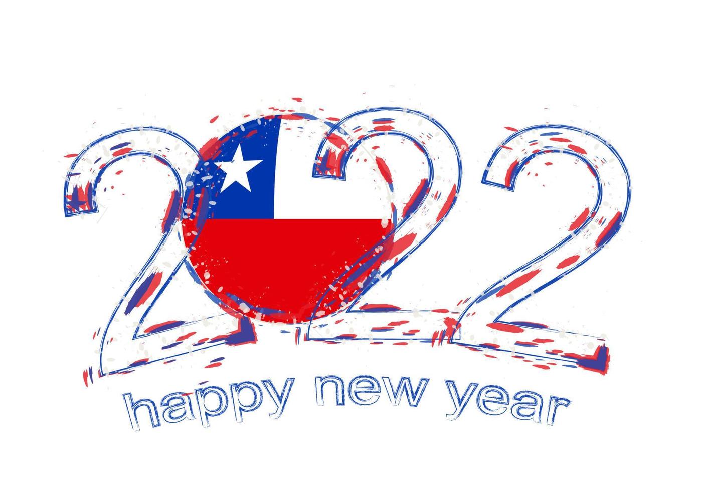 Happy New 2022 Year with flag of Chile. vector