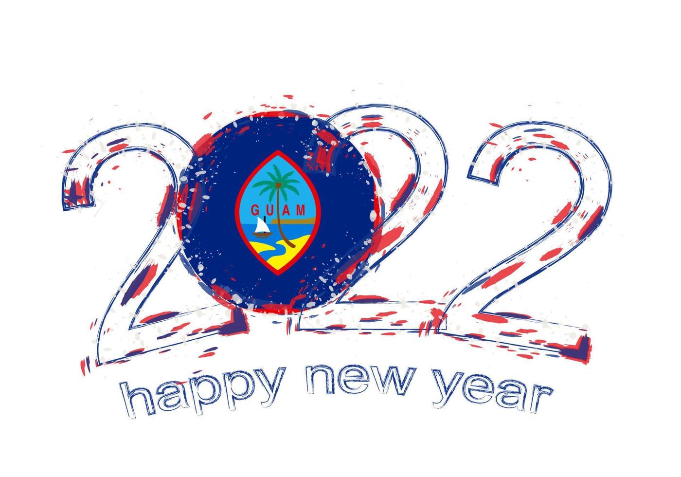 Happy New 2022 Year with flag of Guam. vector