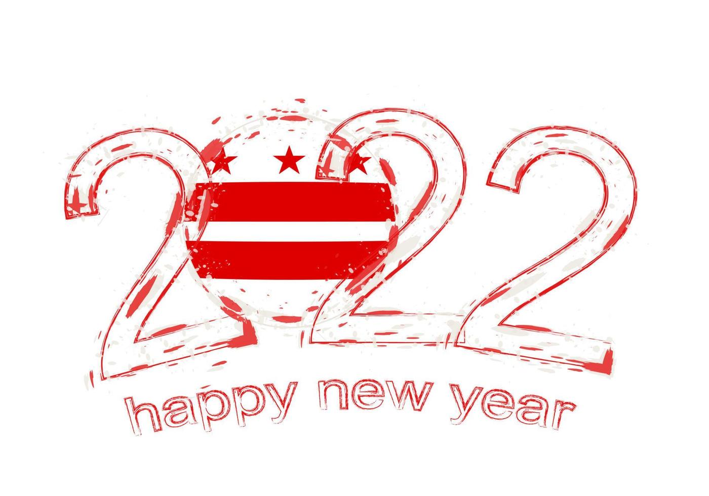 Happy New 2022 Year with flag of District of Columbia. vector