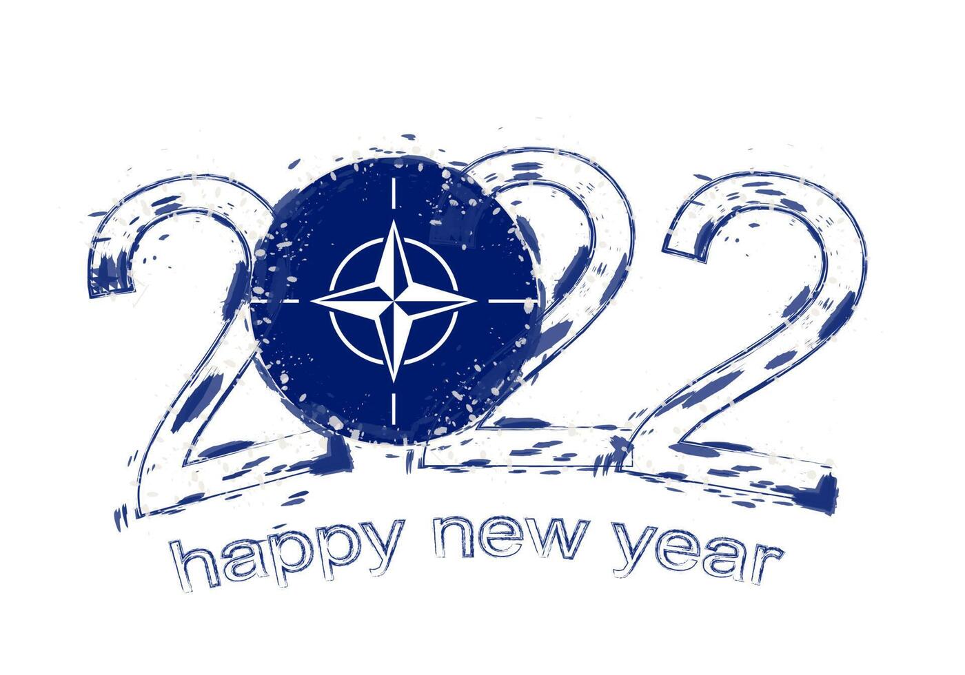 Happy New 2022 Year with flag of Nato. vector