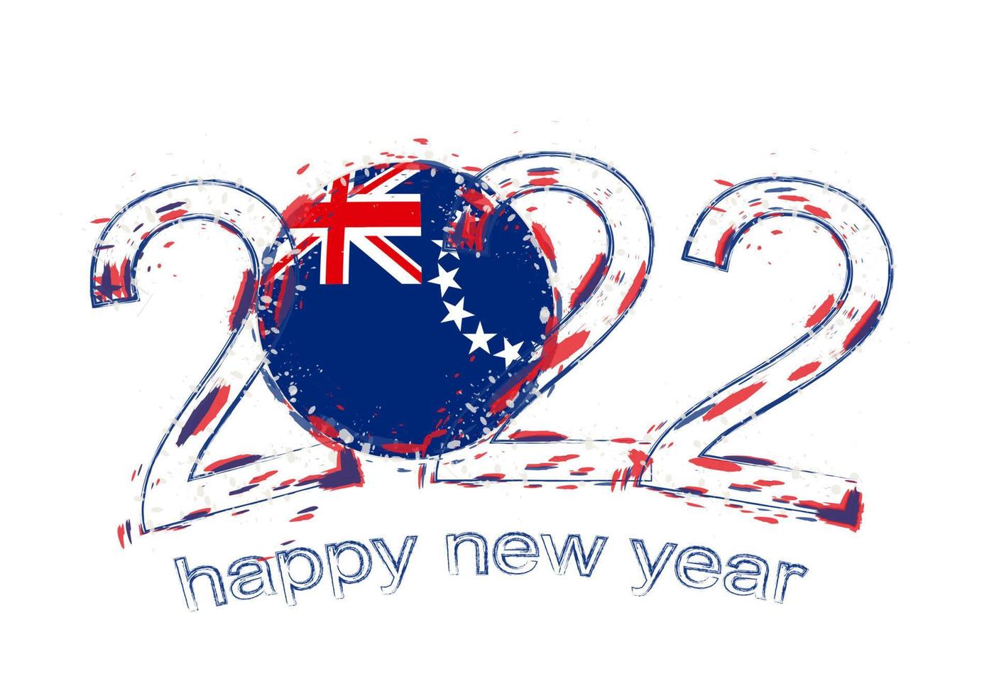 feliz año nuevo 2022 con bandera de islas cook. vector