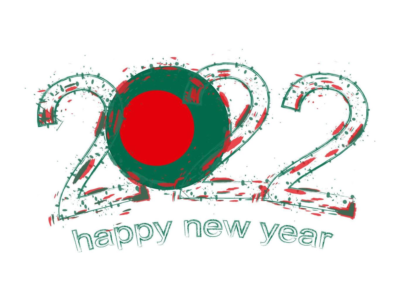 feliz año nuevo 2022 con bandera de bangladesh. vector