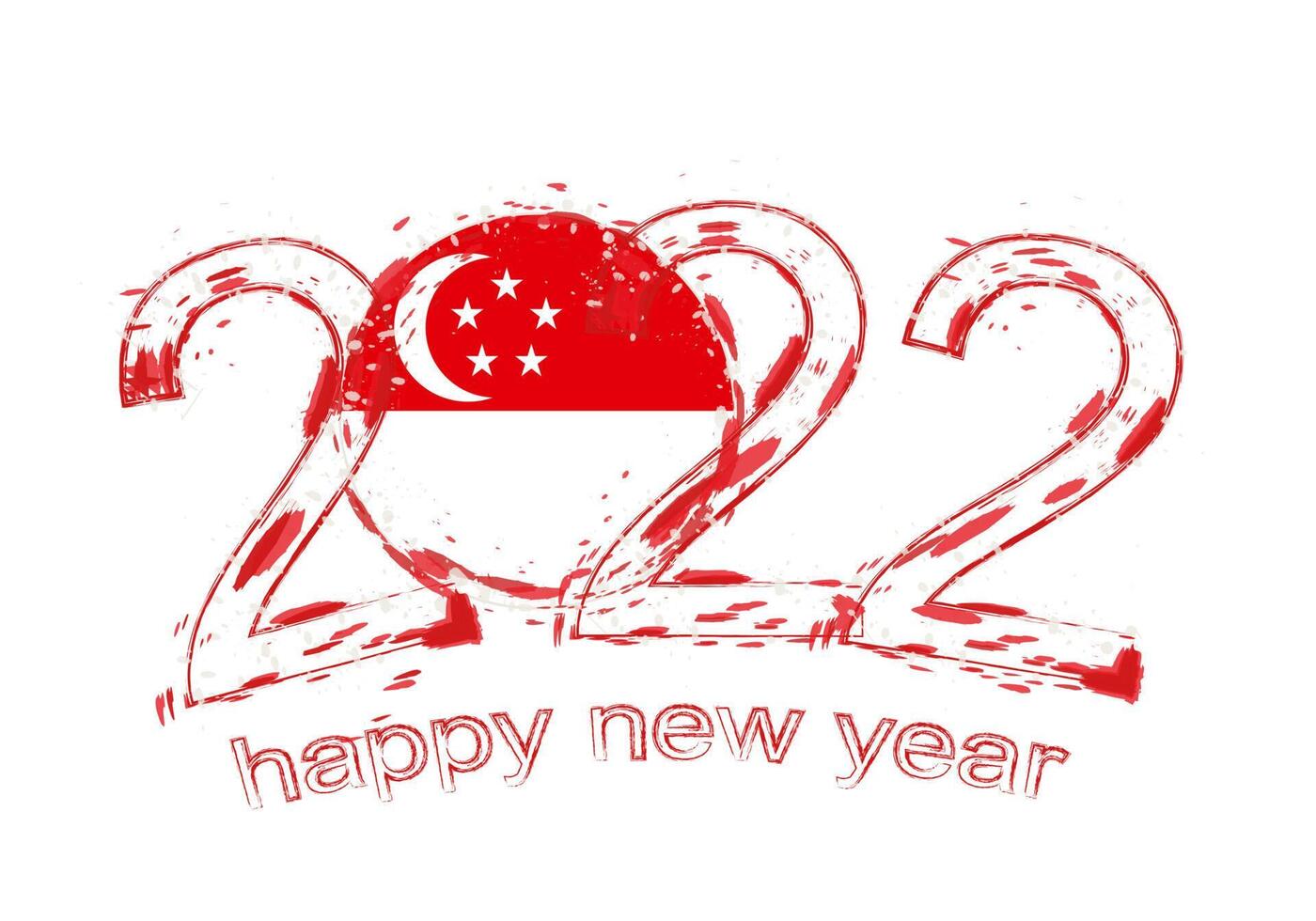 Happy New 2022 Year with flag of Singapore. vector