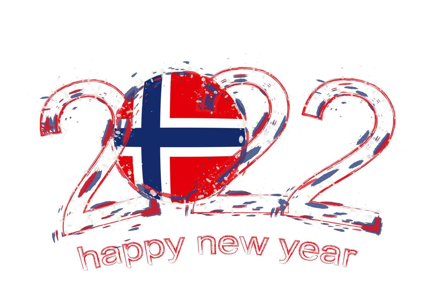 Happy New 2022 Year with flag of Norway. vector