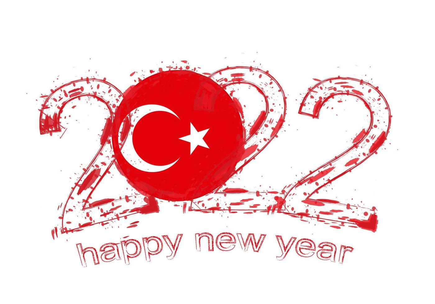 Happy New 2022 Year with flag of Turkey. vector