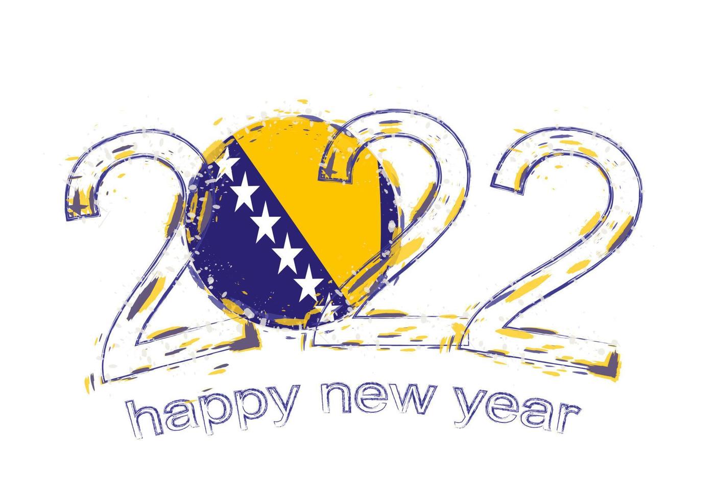 Happy New 2022 Year with flag of Bosnia and Herzegovina. vector