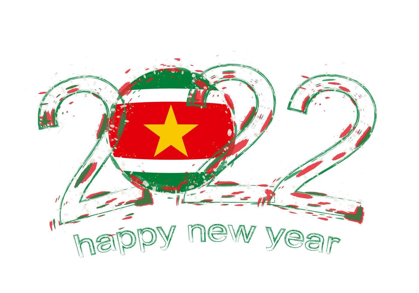 Happy New 2022 Year with flag of Suriname. vector