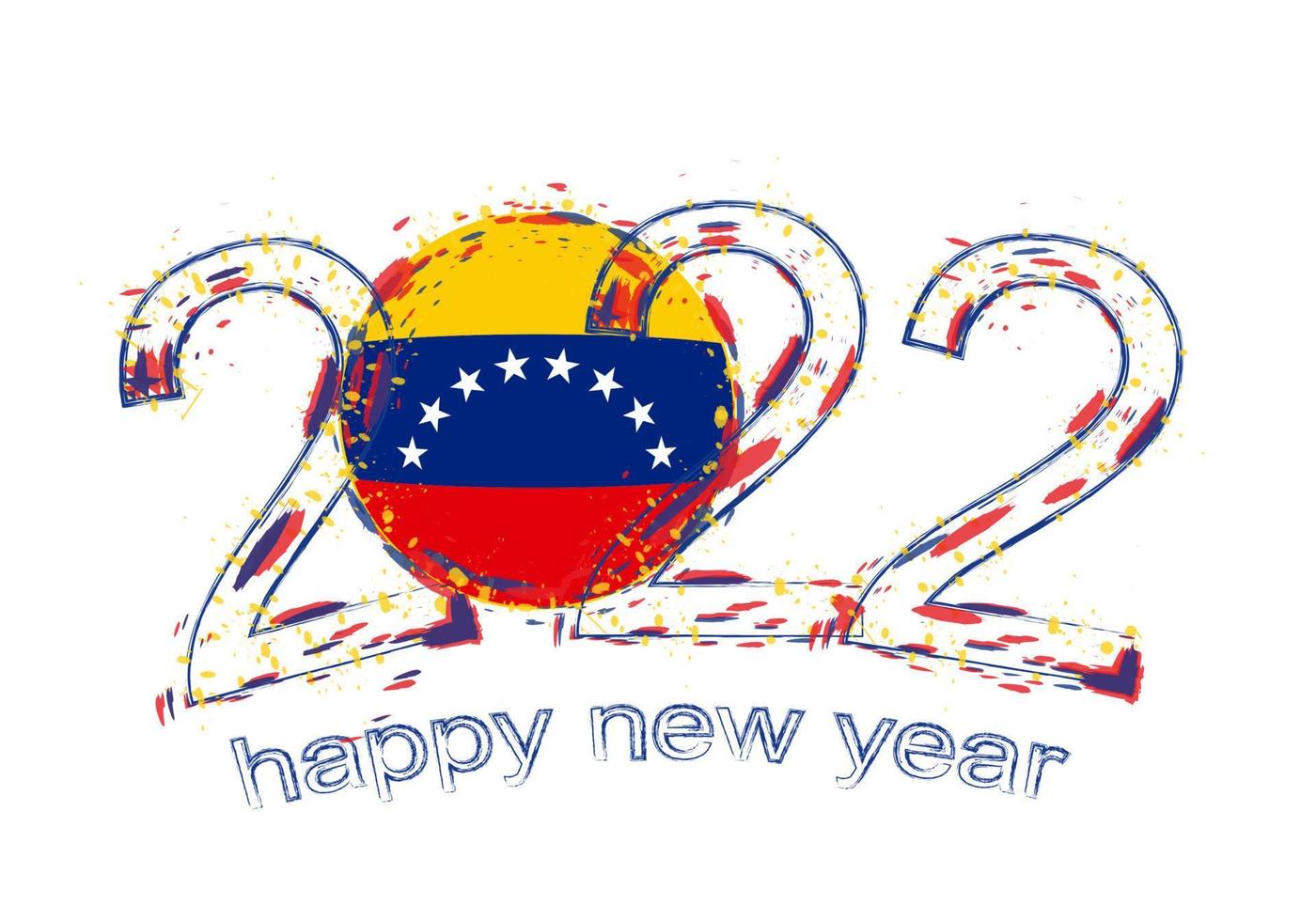 Happy New 2022 Year with flag of Venezuela. vector