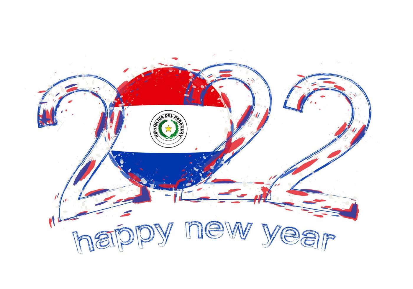 feliz año nuevo 2022 con bandera de paraguay. vector