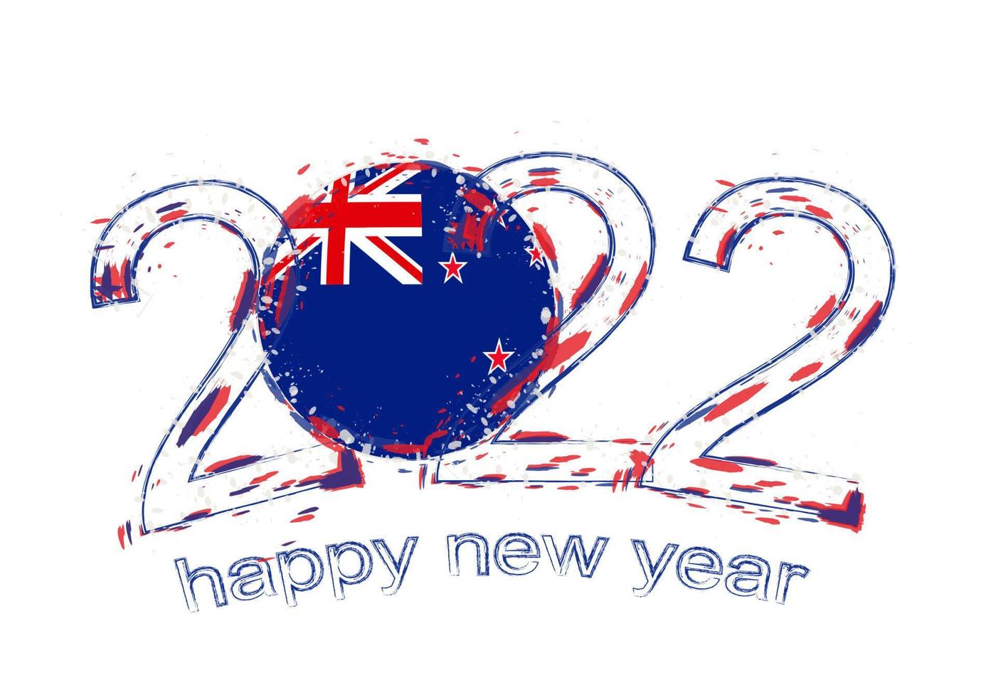 Happy New 2022 Year with flag of New Zealand. vector