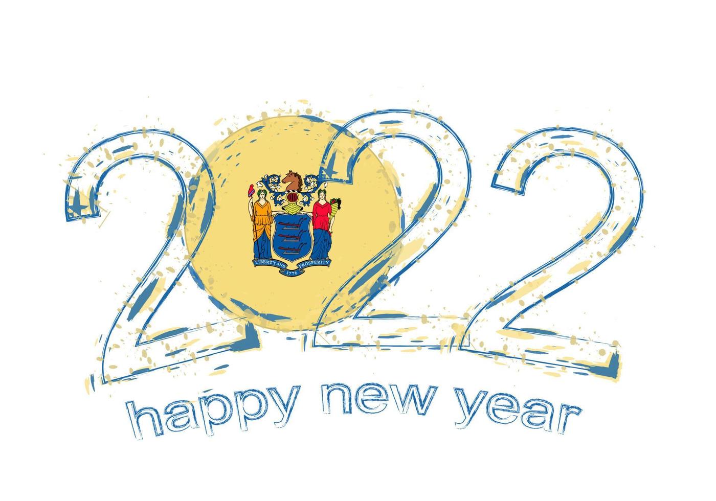 Happy New 2022 Year with flag of New Jersey. vector