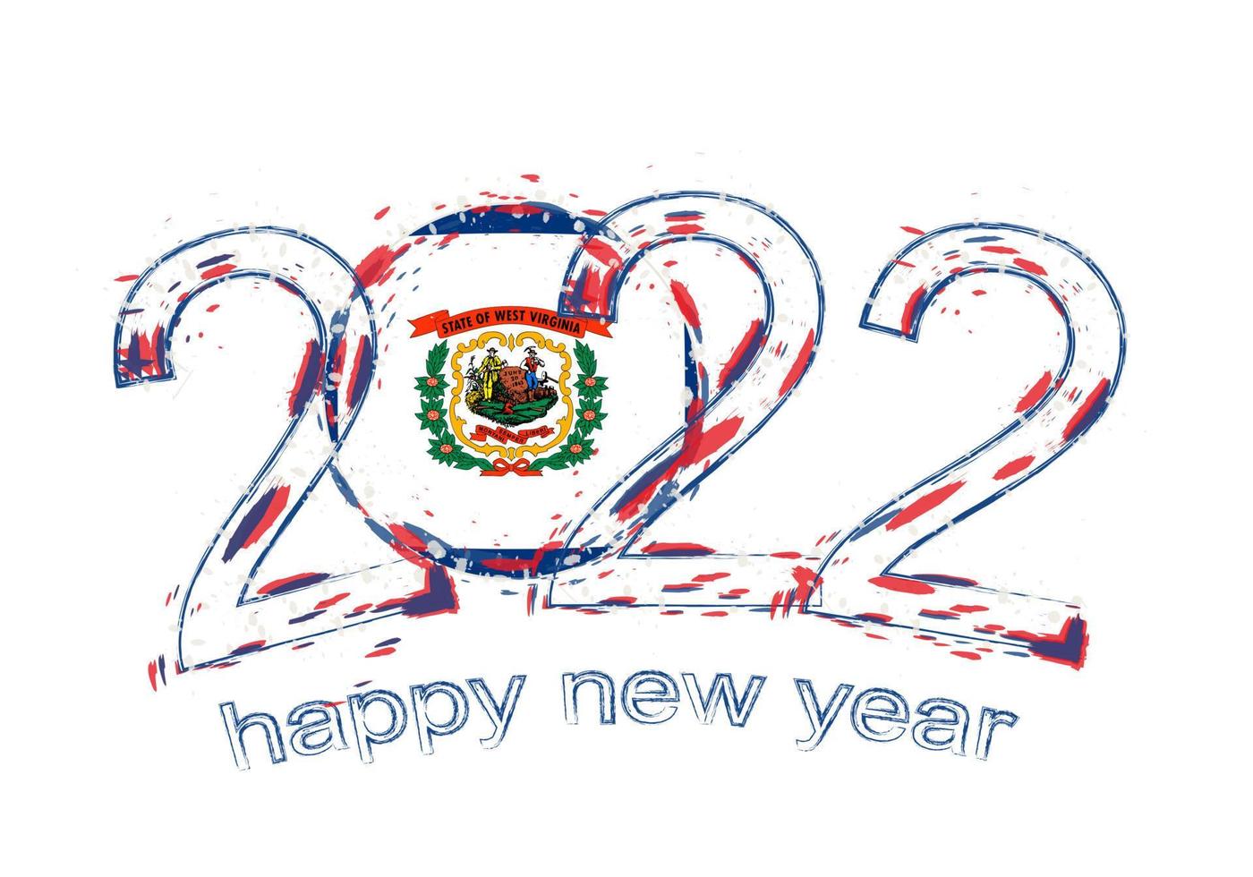feliz año nuevo 2022 con bandera de virginia occidental. vector