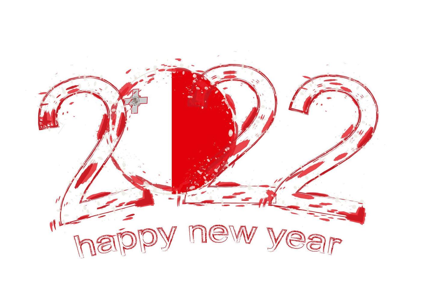 Happy New 2022 Year with flag of Malta. vector