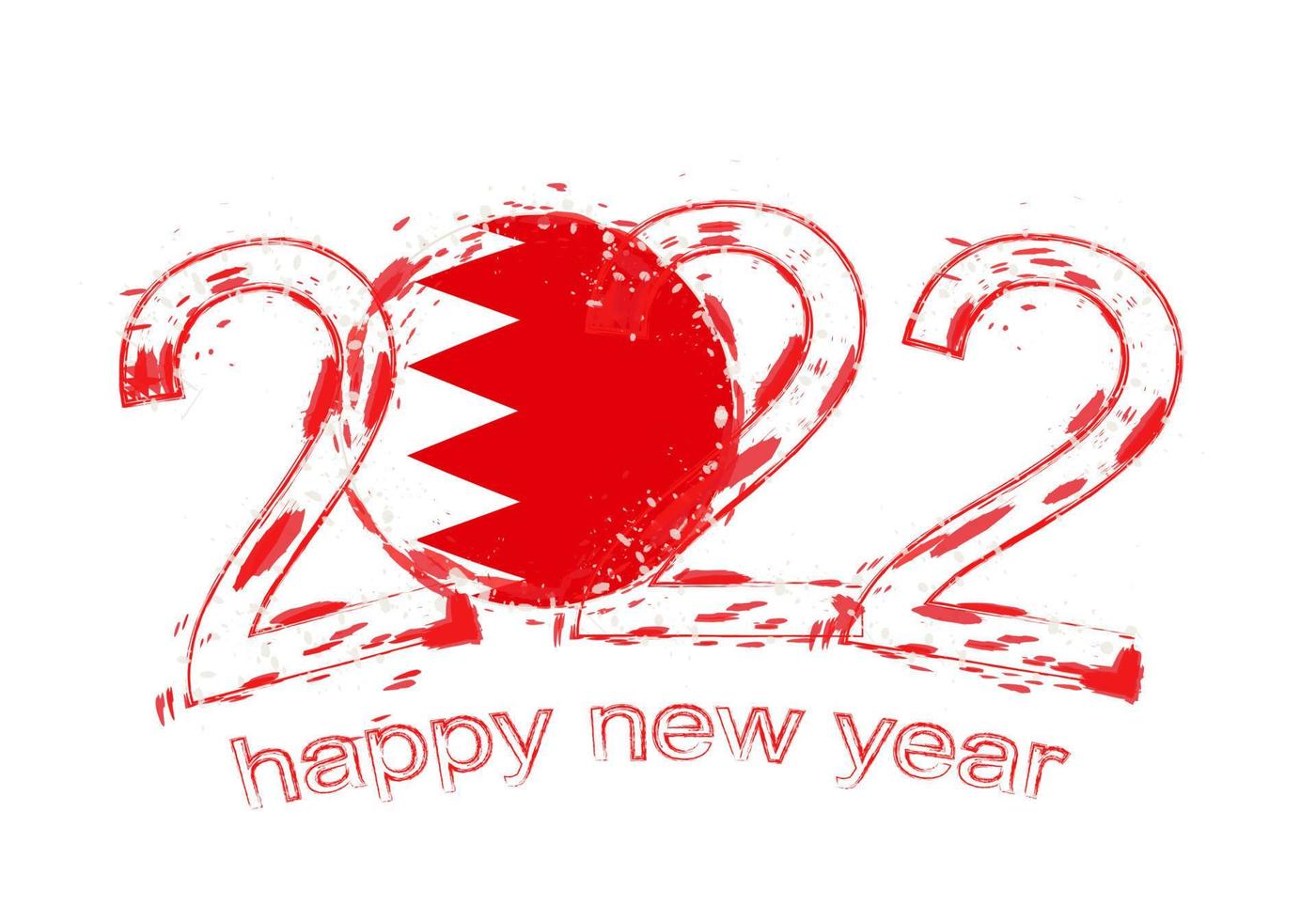 Happy New 2022 Year with flag of Bahrain. vector