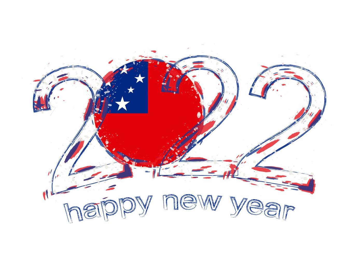Happy New 2022 Year with flag of Samoa. vector