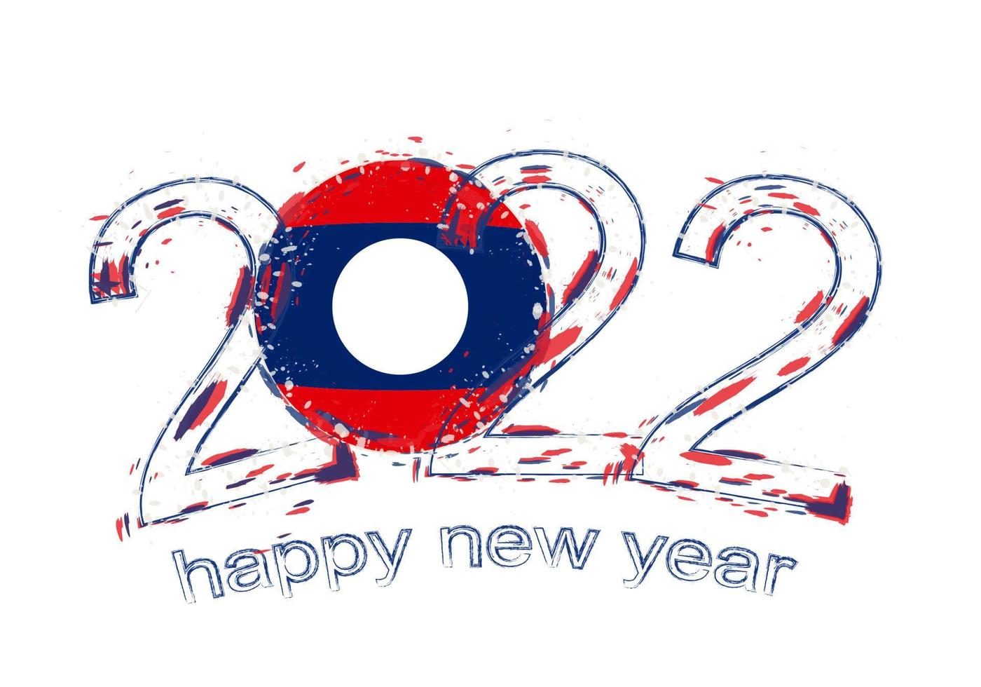 Happy New 2022 Year with flag of Laos. vector