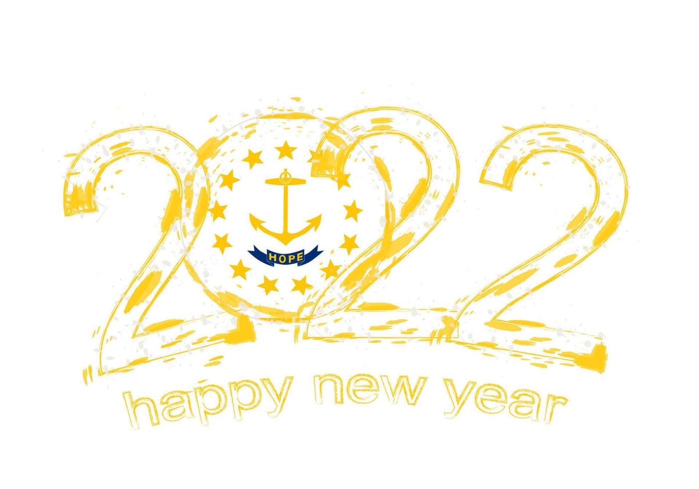 feliz año nuevo 2022 con bandera de rhode island. vector