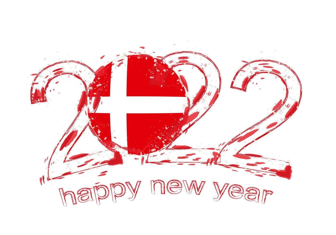 Happy New 2022 Year with flag of Denmark. vector