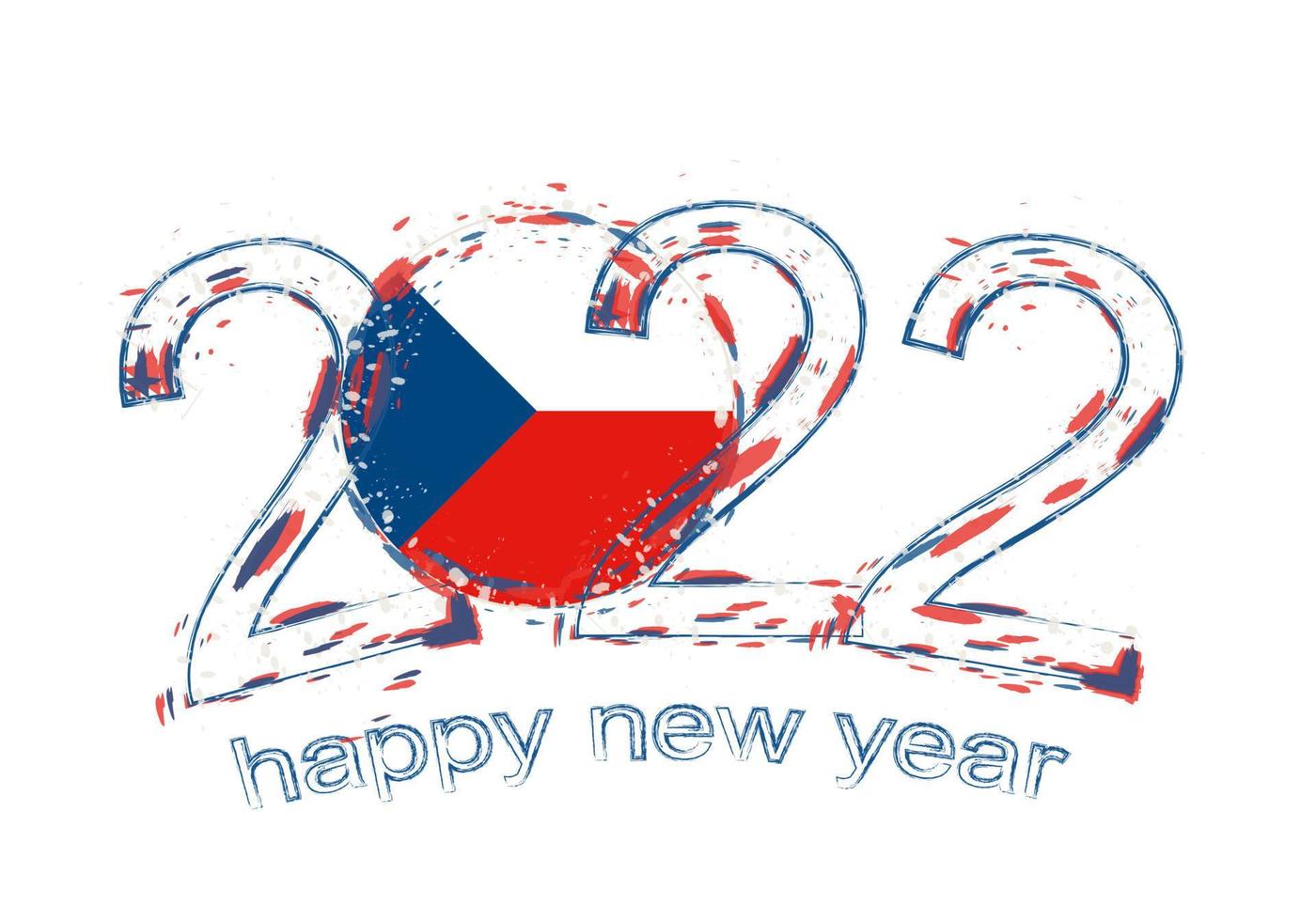 Happy New 2022 Year with flag of Czech Republic. vector