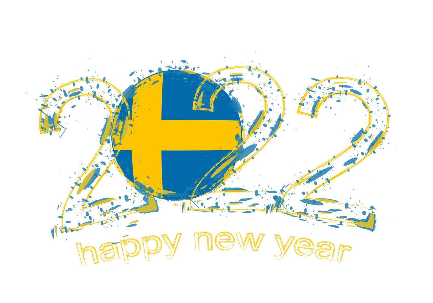 Happy New 2022 Year with flag of Sweden. vector