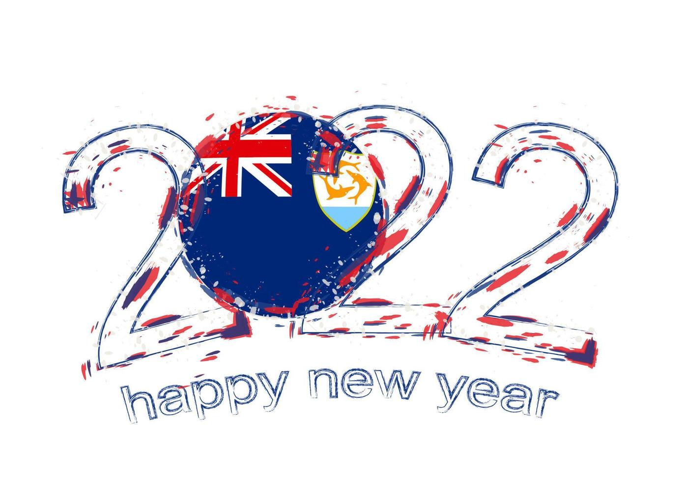 Happy New 2022 Year with flag of Anguilla. vector