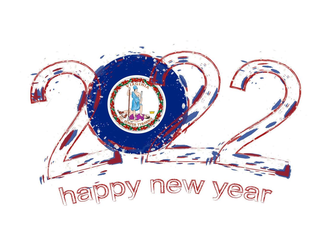 Happy New 2022 Year with flag of Virginia. vector