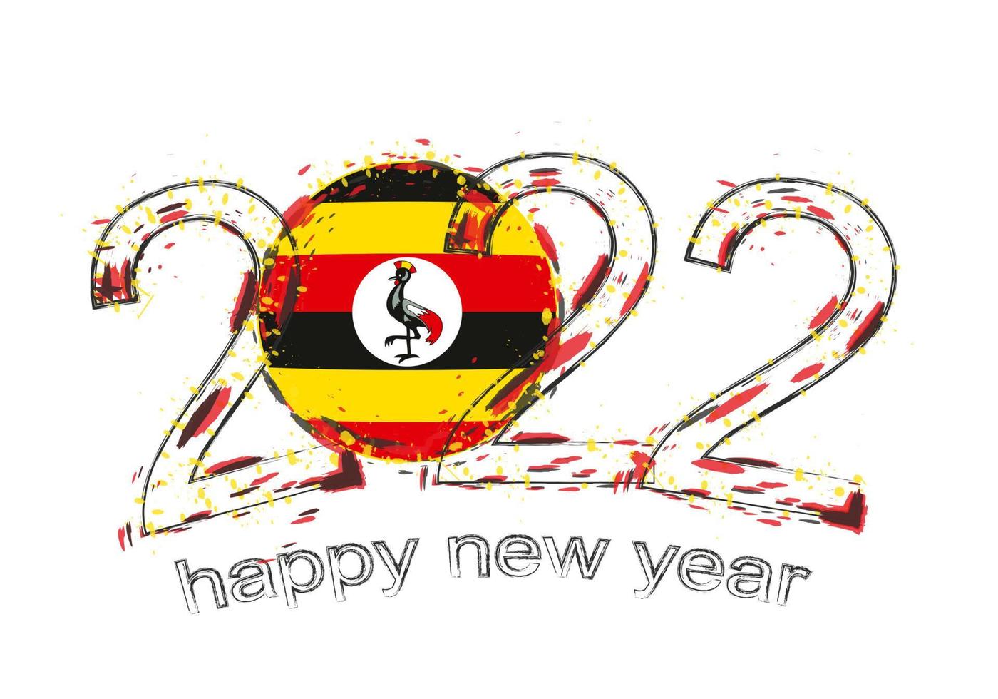 Happy New 2022 Year with flag of Uganda. vector