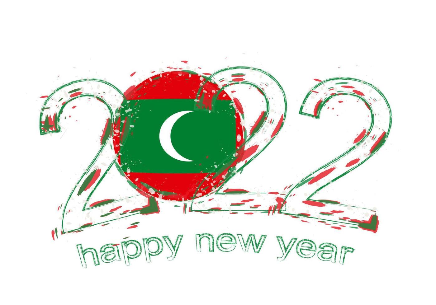 Happy New 2022 Year with flag of Maldives. vector