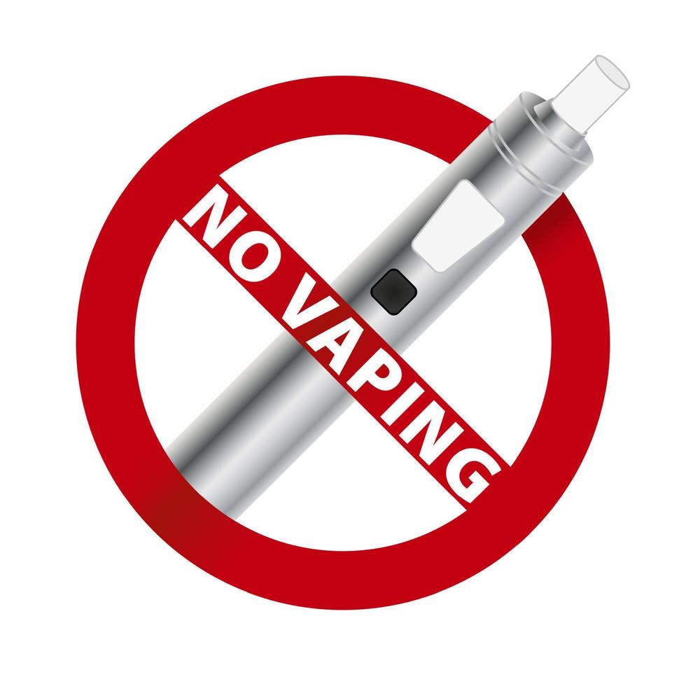 No Vaping sign. Vape silver electronic cigarette device. vector