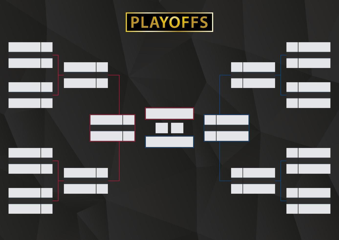 calendario de playoffs con dos conferencias. Soporte de torneo sobre fondo negro. vector