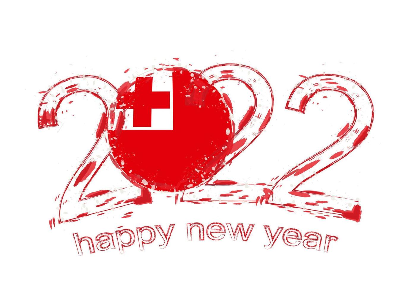 Happy New 2022 Year with flag of Tonga. vector