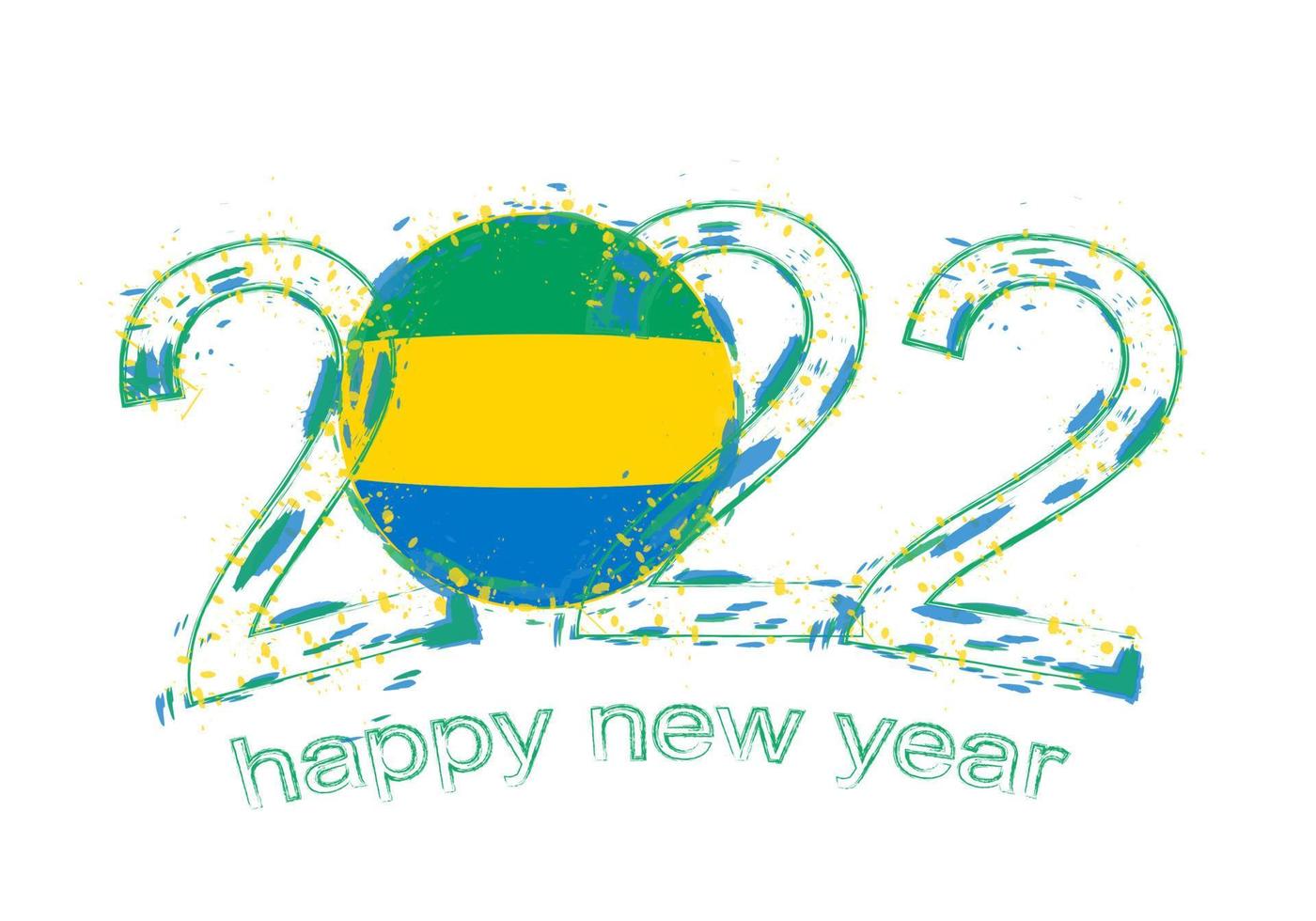 Happy New 2022 Year with flag of Gabon. vector