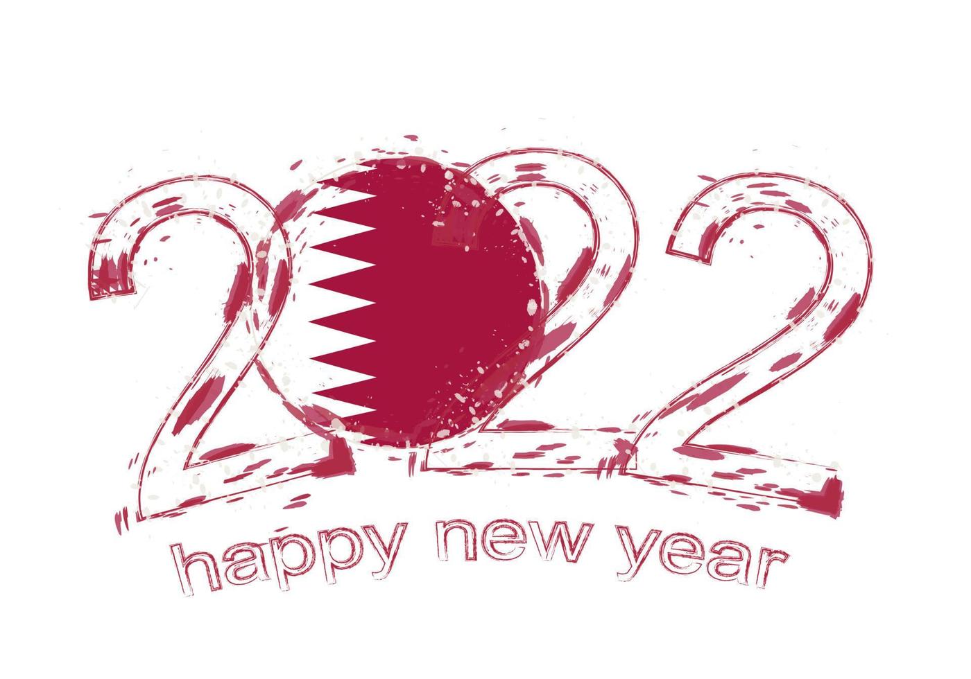 Happy New 2022 Year with flag of Qatar. vector